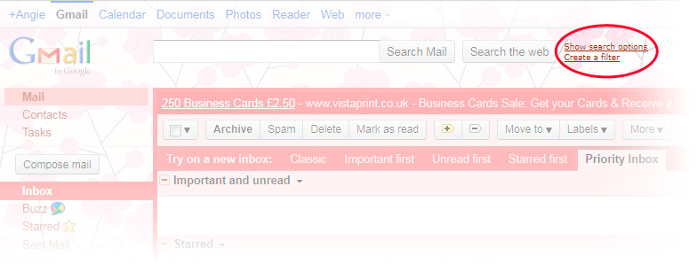 gmail - search unread