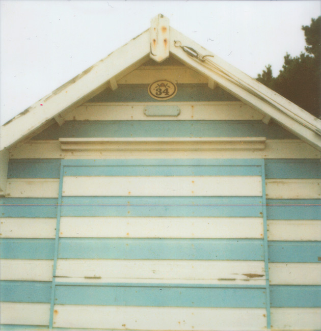 stripey beach hut - Polaroid SX-70 stripey beach hut - Polaroid SX-70