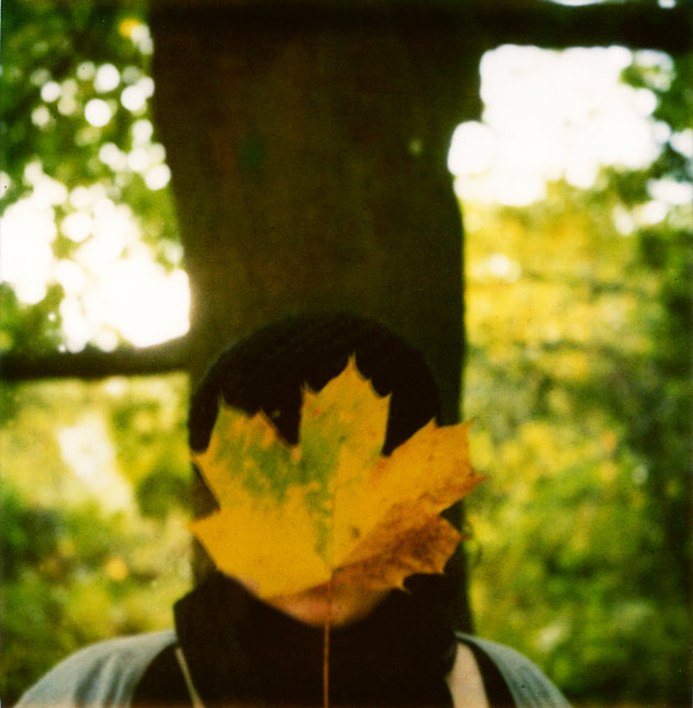 me with a leaf - polaroid