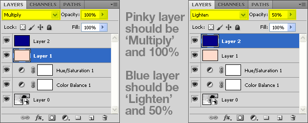 pink and blue layers