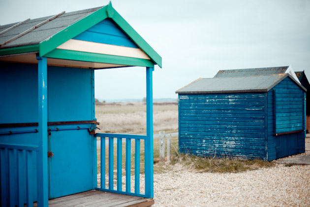 blue beach huts