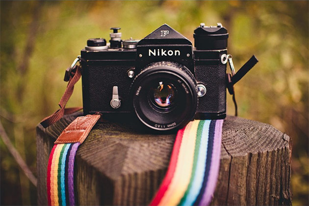 rainbow stripe camera strap